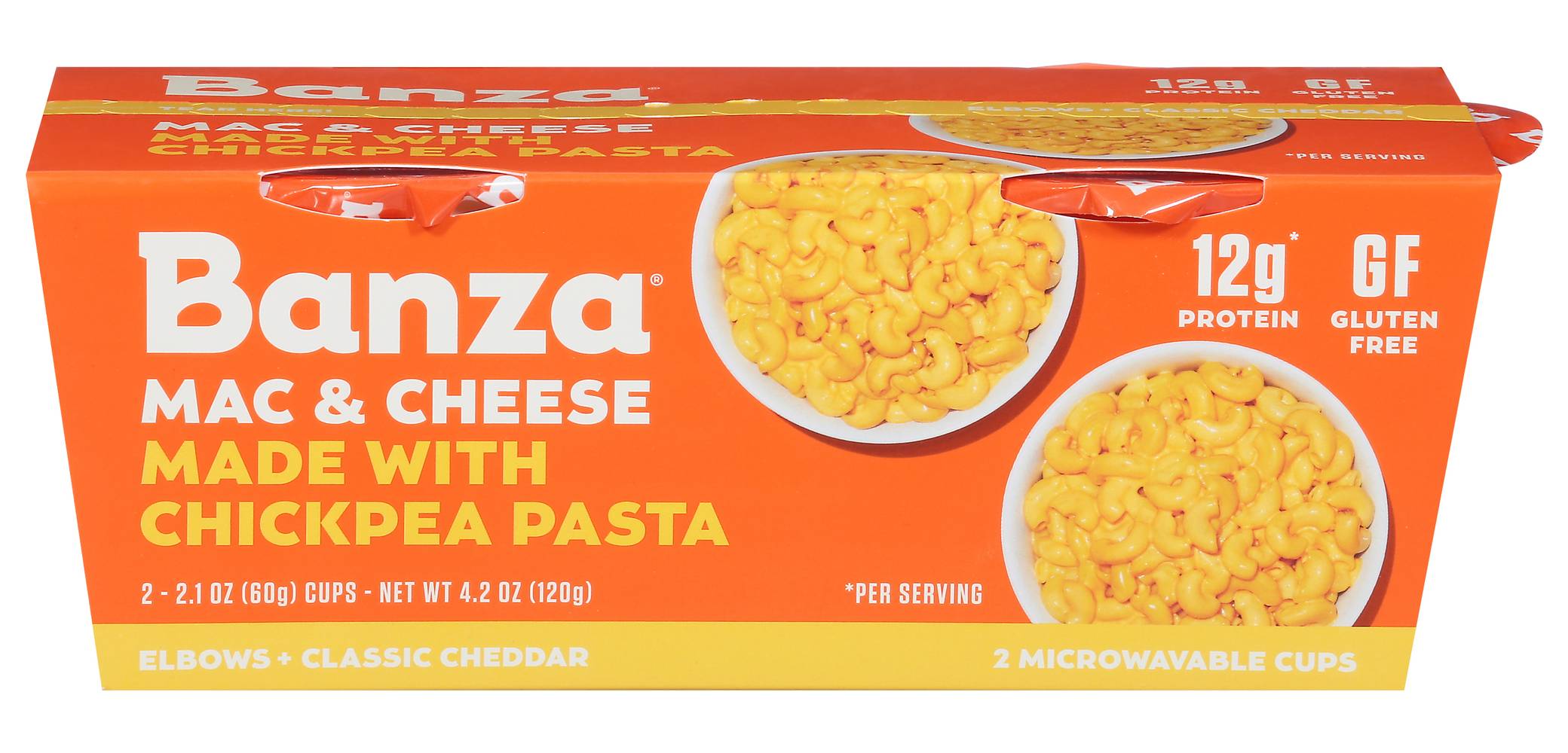 Banza Elbows Chickpea Pastha, Cheddar Macaroni-Cheese (2.1 oz, 2 ct)