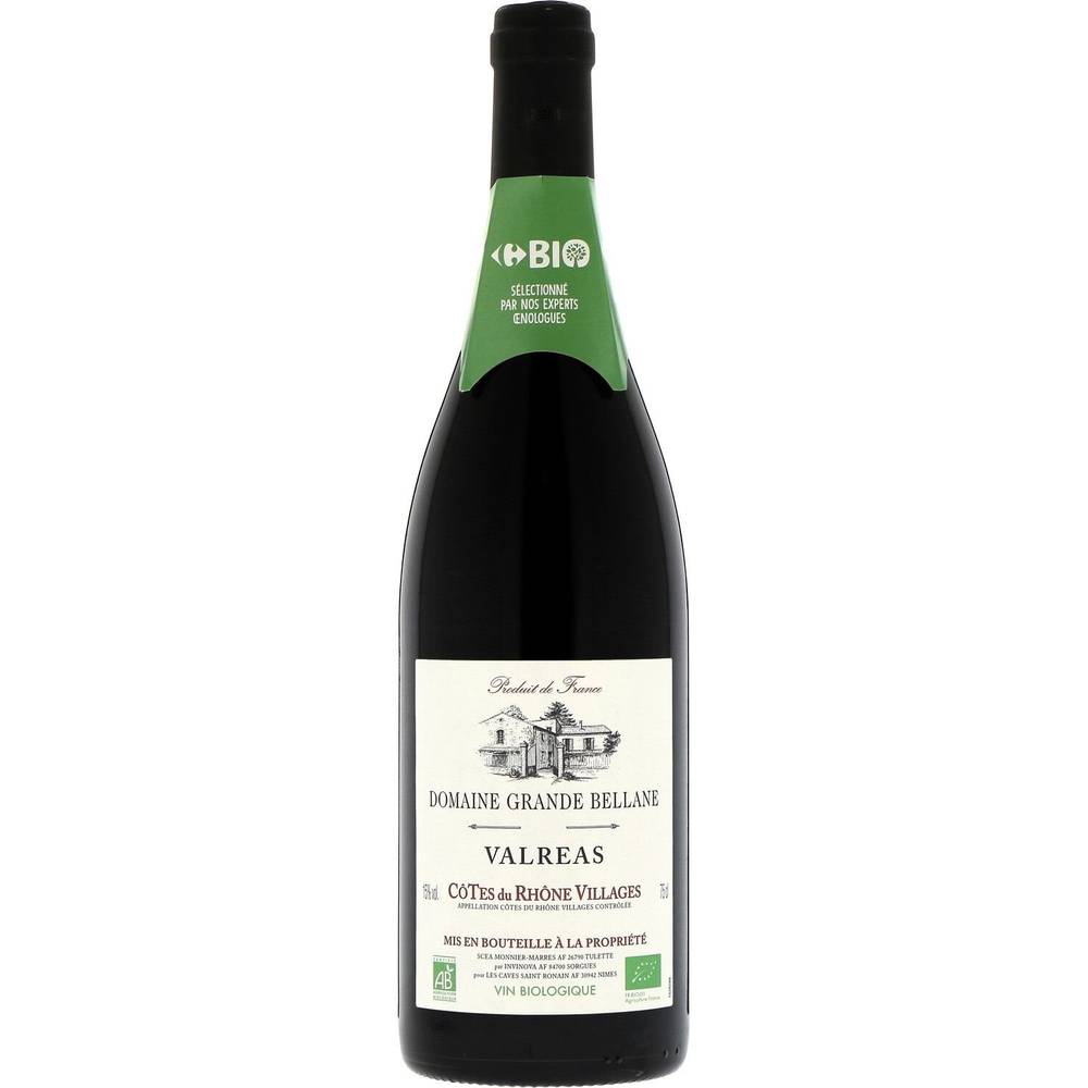 Carrefour Bio - Vin rouge côtes du Rhône villages valréas syrah (750 ml)