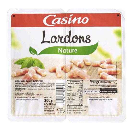 Casino lardons nature 2x100 g