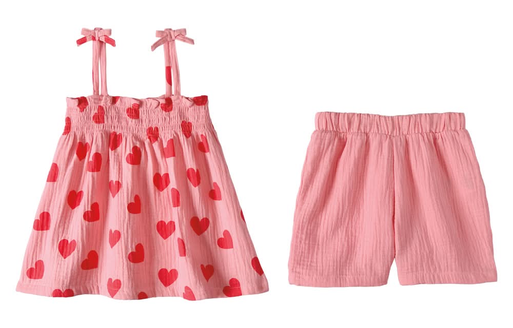 Lily & Dan/ L&D Children's Pink Heart 2pc Set - XS