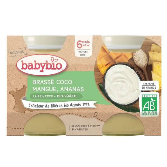 Dessert bébé Bio dès 6 mois,coco, mangue & ananas Babybio 2X130g
