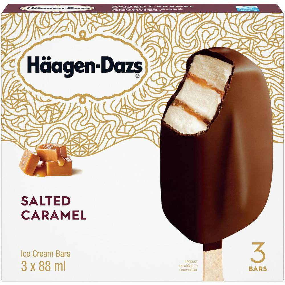 Häagen-Dazs Ice Cream Bars, Salted Caramel (3 x 88 ml)