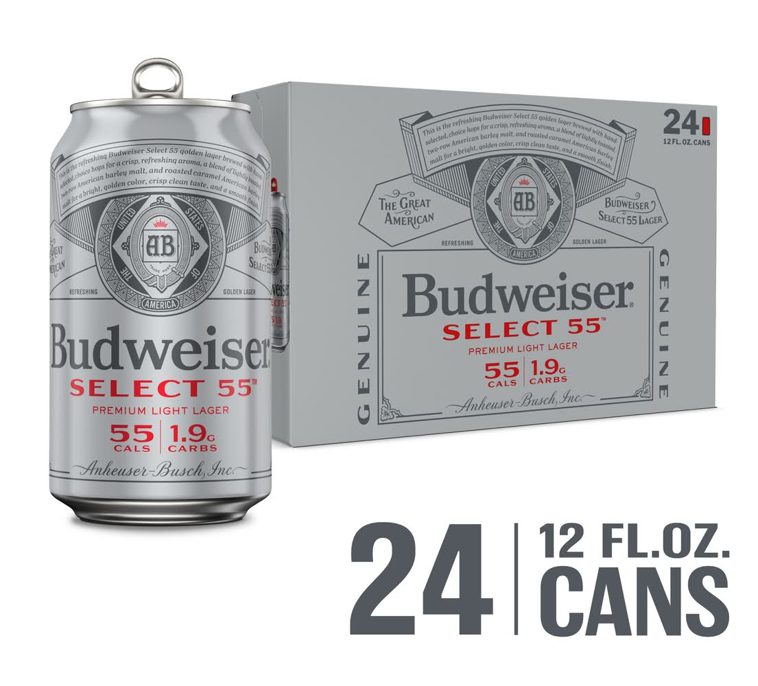 Budweiser Select 55 Light Lager Beer (24 x 12 fl oz)