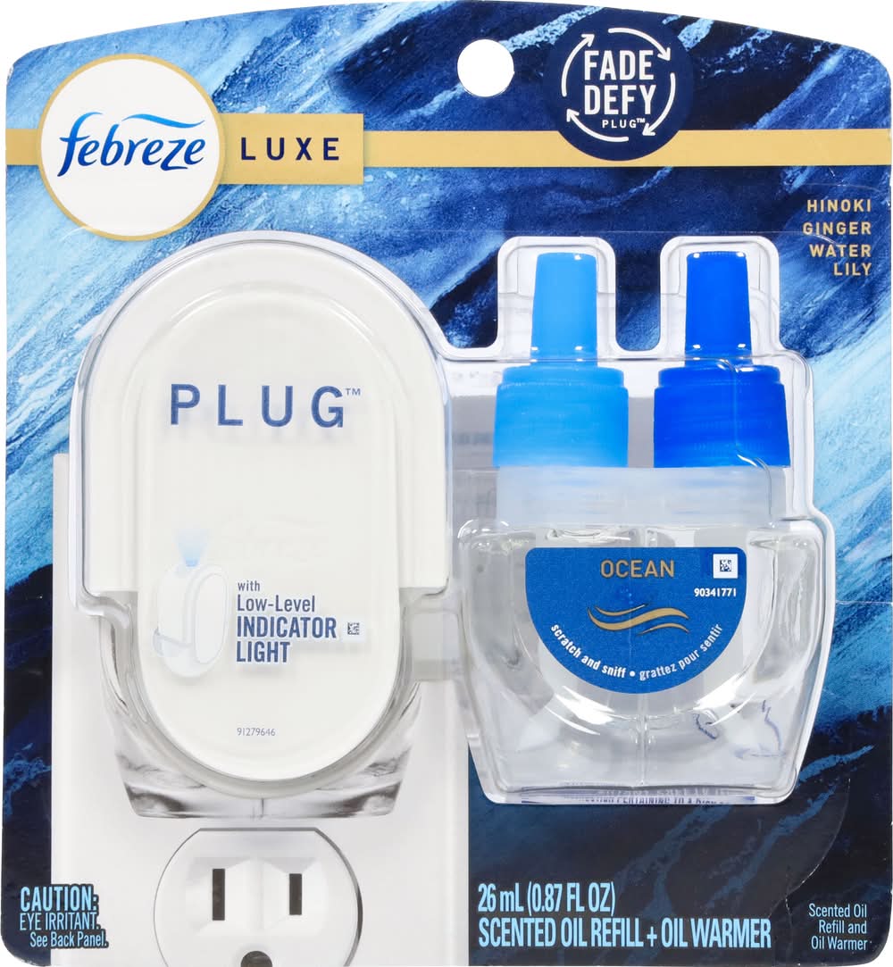 Febreze Luxe Plug Air Freshener Refill & Oil Warmer, Ocean (0.87 fl oz)