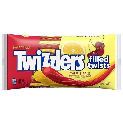 Twizzlers Filled Twists Sweet & Sour Chewy Candy Cherry & Citrus Flavored - 11.0 oz
