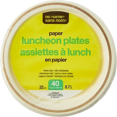 No name assiettes à lunch en papier - paper lunch plates (40 unités) (8.7 in)