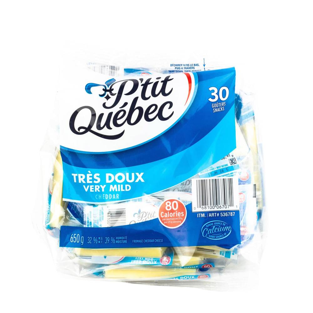 P'Tit Québec Fromage Cheddar Trés Doux, 30 Unités