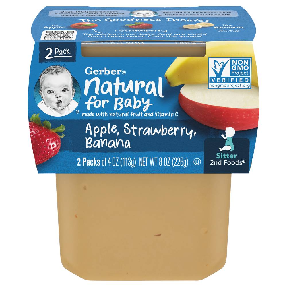 Gerber Sitter 2nd Foods Apple Strawberry Banana Natural For Baby