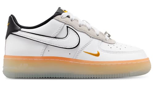 Nike Boys Air Force 1 FL2 - Basketball Shoes White/Black/Orange Size 06.5