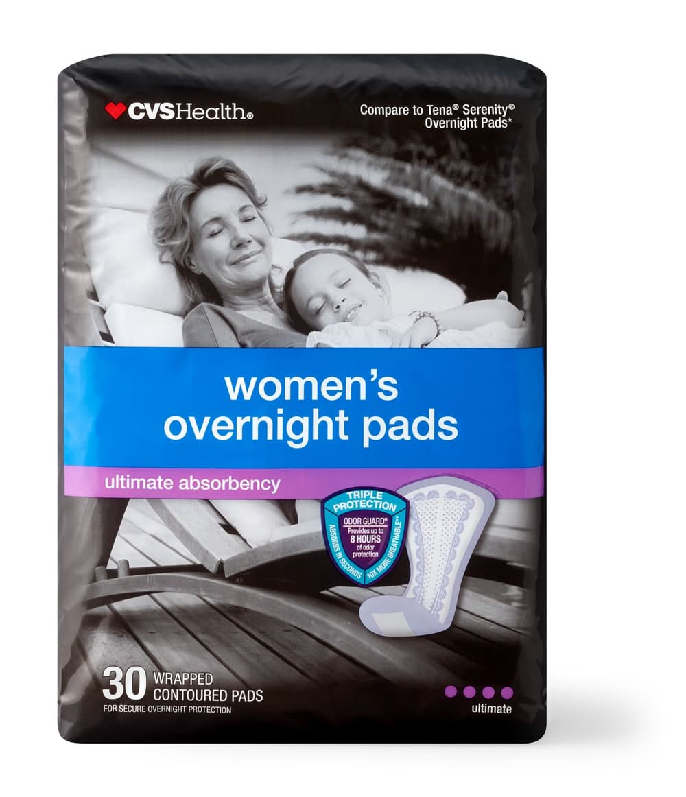 Cvs Overnight Pads Ultimate Absorbency, 30 Ct