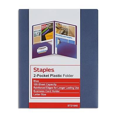 Staples 2-pocket Plastic Presentation Folder (letter size/ dark blue)