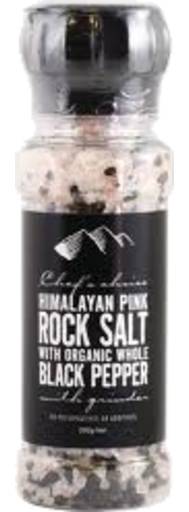 Chef's Choice Himalayan Pink Rock Salt With Whole Black Pepper (200g)