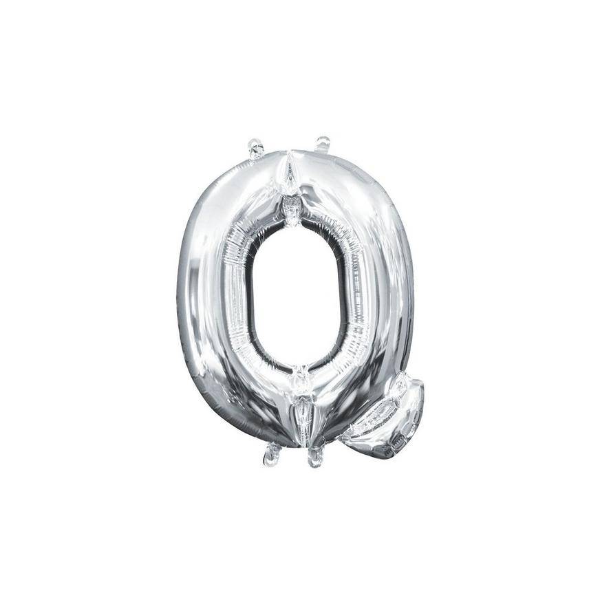 Uninflated 13in Air-Filled Silver Letter Balloon (Q)