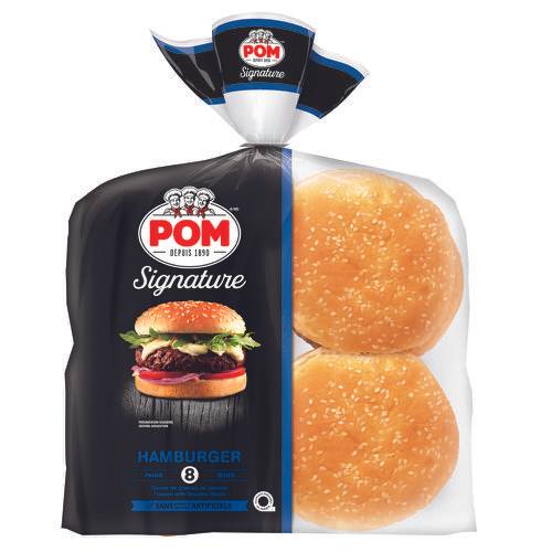 Pom pains à hamburger avec graines de sésame (8 petits pains) - signature hamburger buns (8 units)