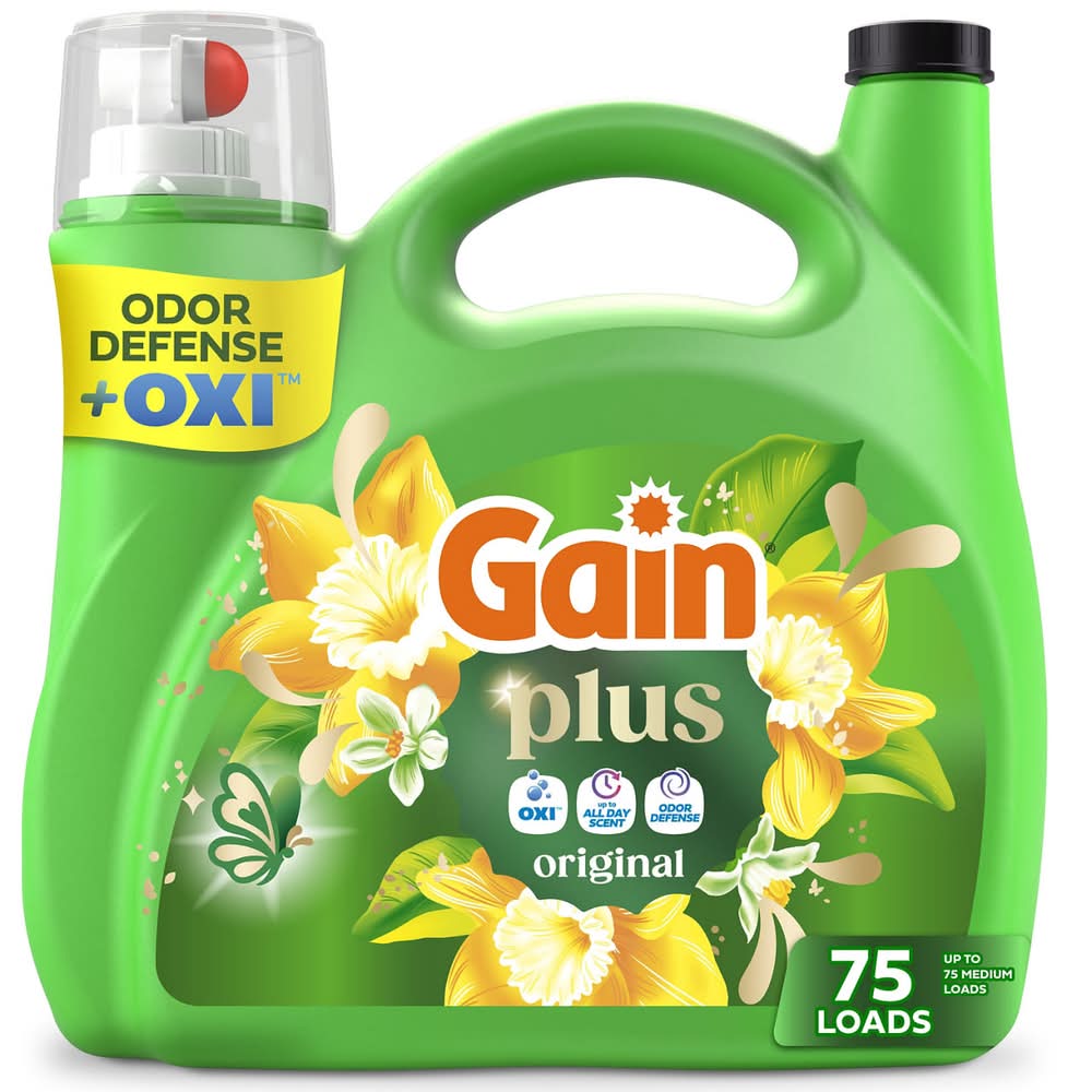Gain Plus Liquid Washing Detergent Cleaner Fresher Now With Oxi Original Scent 99 Fl Oz 75 Loads
