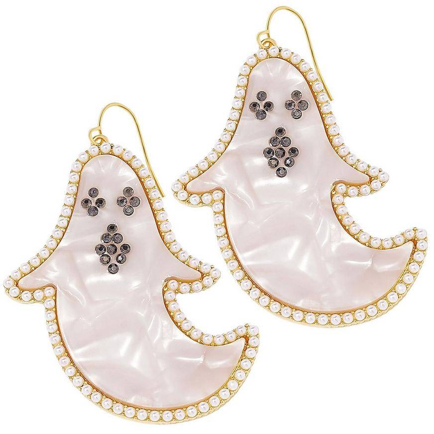 Faux Pearl Rhinestone Ghost Earrings