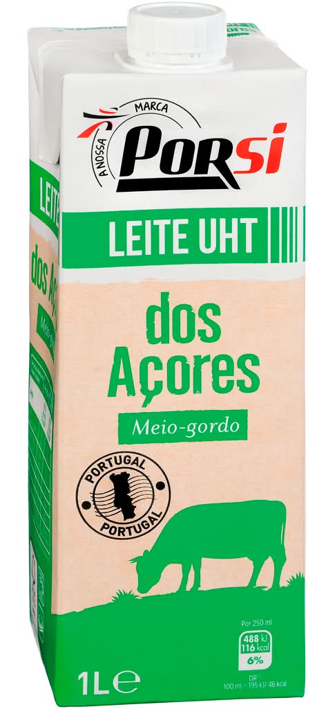 Porsi - Leite uht dos Açores meio gordo, 1 litro