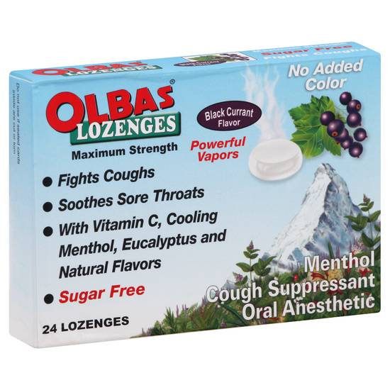 Olbas Black Currant Flavor Sugar Free Cough Suppressant (24 lozenges)