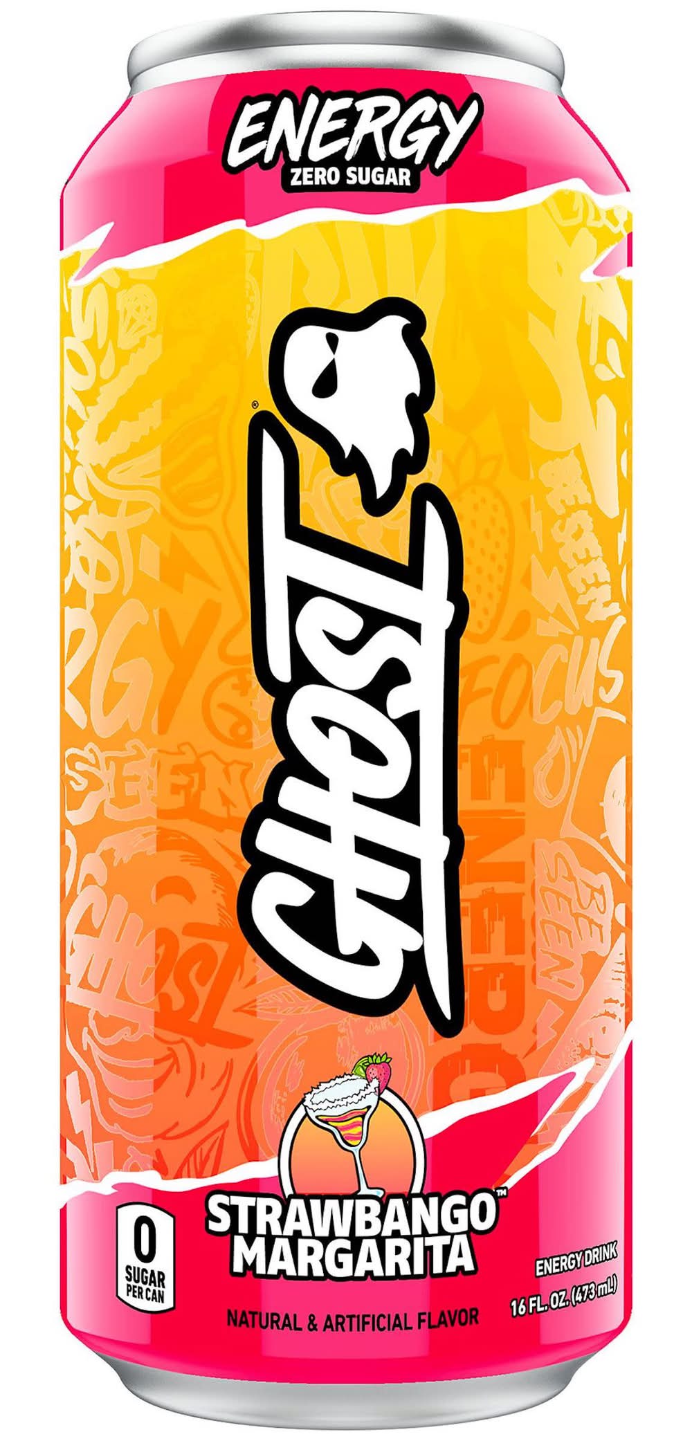 Ghost Zero Sugar Energy Drink, Strawbango Margarita (16 fl oz)