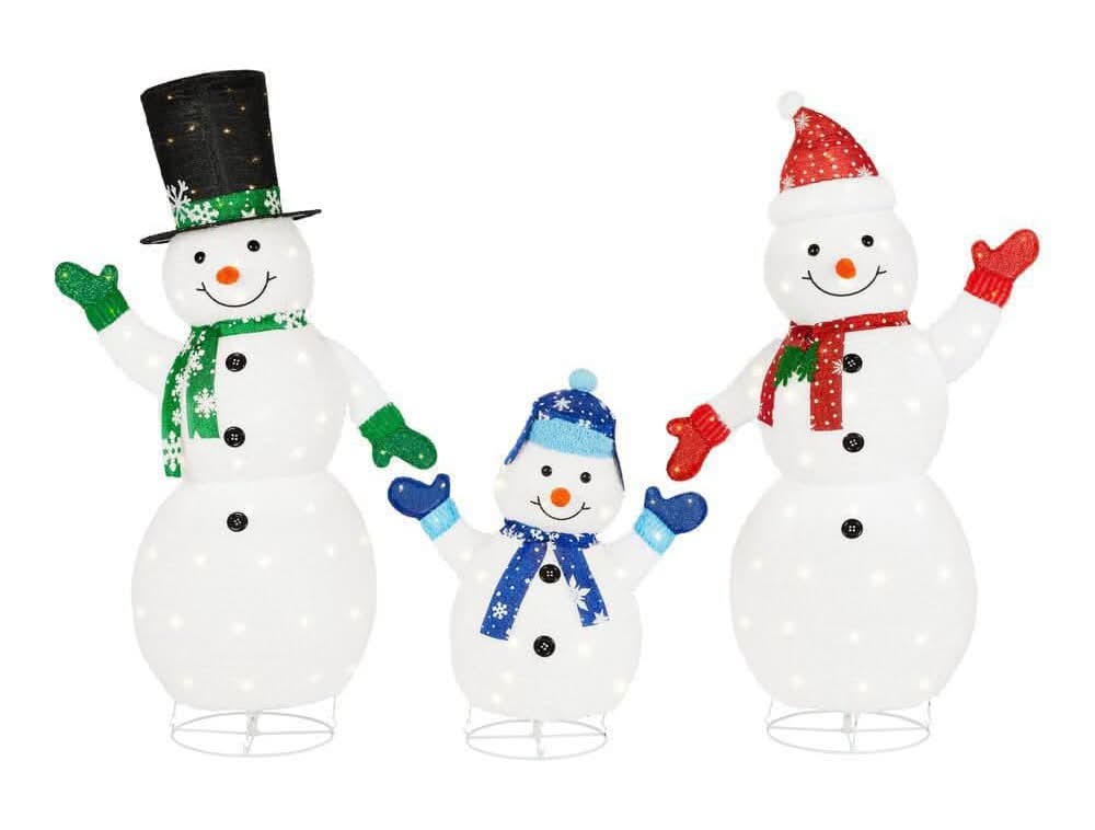 Home Accents Holiday Yuletide Lane Led Collapsible Snowman Family