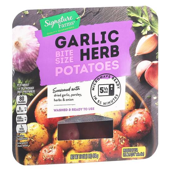 Order Signature Farms · Bite Size Garlic Herb Potatoes (16 oz) food online from Safeway store, Eureka on bringmethat.com