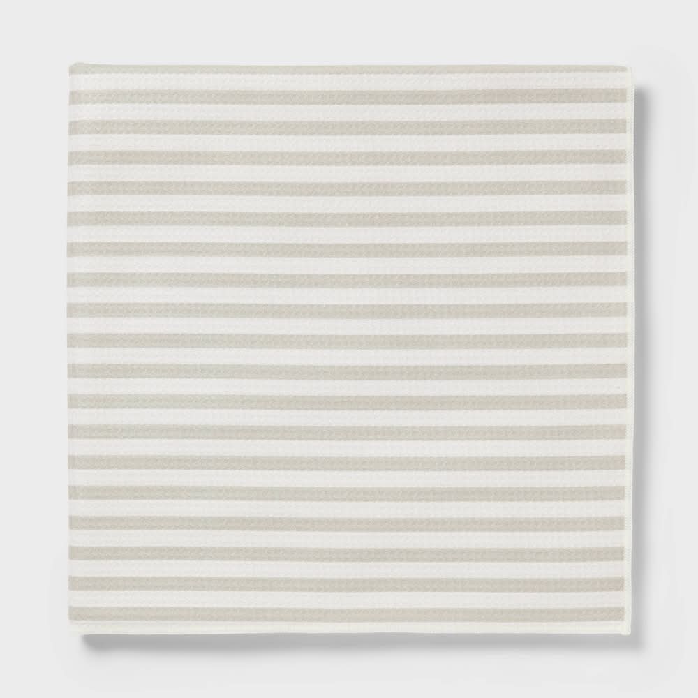 Room Essentials Quick Dry Waffle Striped Oversized Bath Towel, Tan