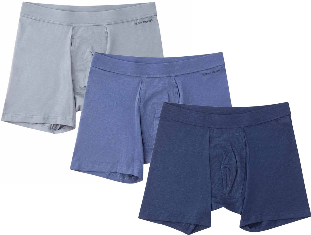 Pair of Thieves Men's Quick Dry Cotton Boxer Briefs – 3 Pack (Blue, M)