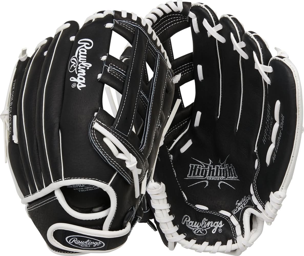 Rawlings 12.5'' Girls' Highlight Series Softball Glove (Black/White, 12.5")