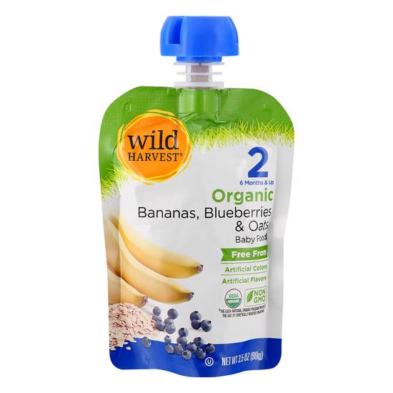 Wild Harvest Stage 2 Bananas Blueberries & Oats Baby Food (3.5 oz)