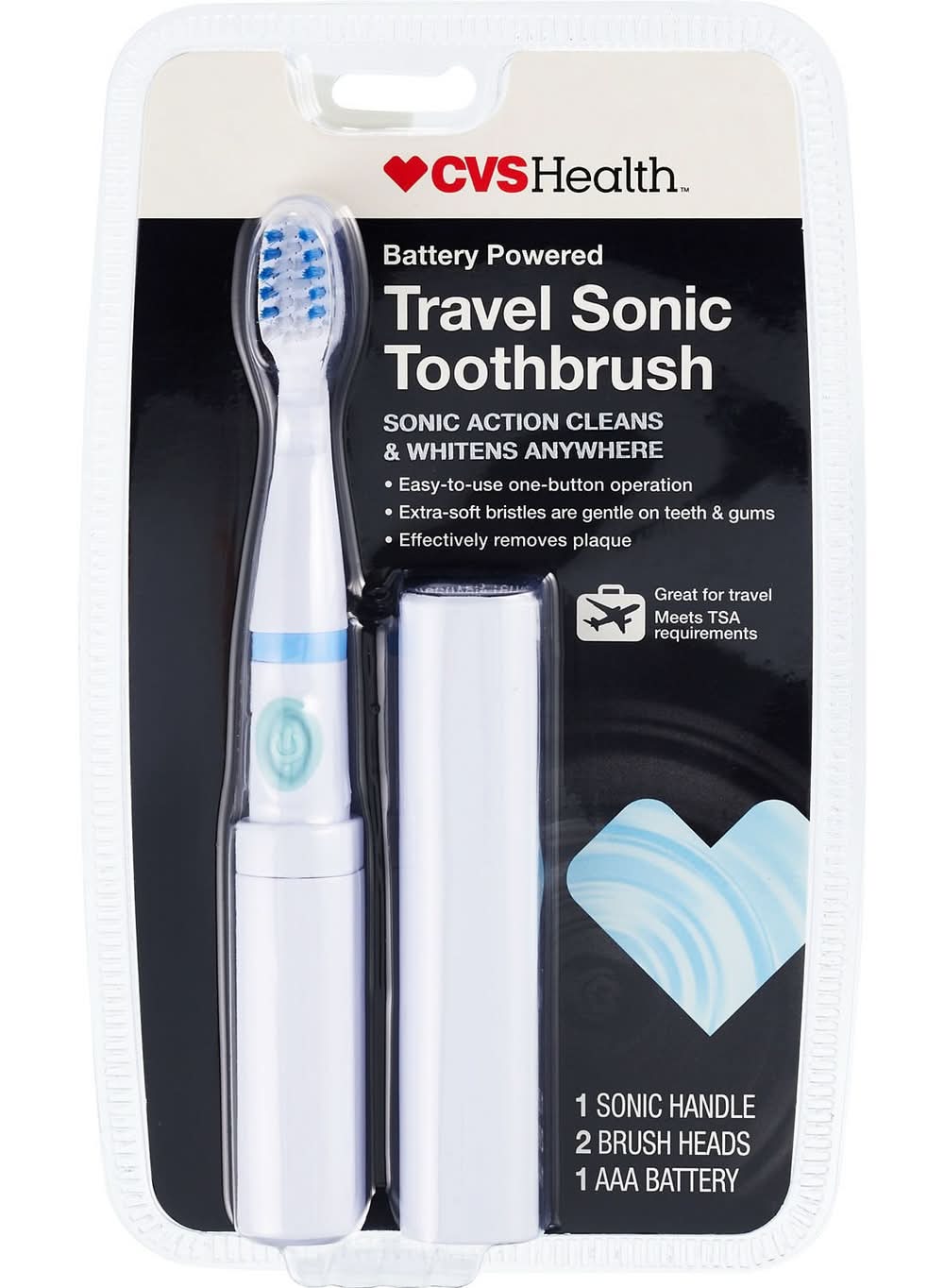 CVS Pharmacy Travel Sonic Electronic Toothbrush