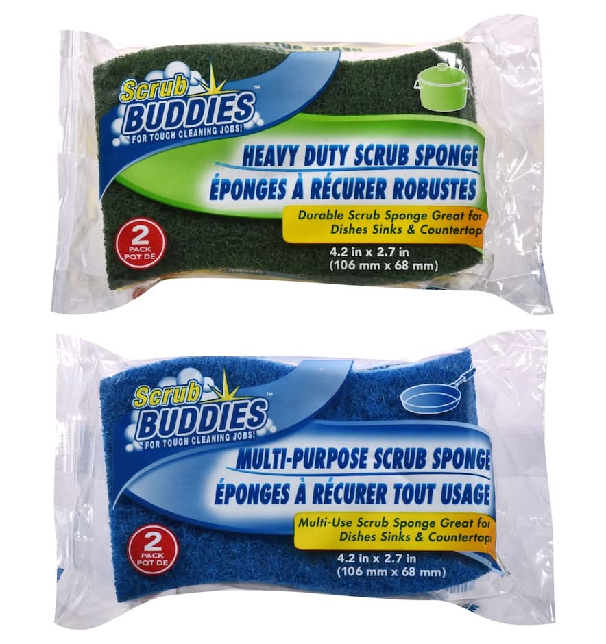 Scrub Buddies Heavy Duty & Multi Purpose Sponges, 4.2x2.7 in (2 x 2 ct)