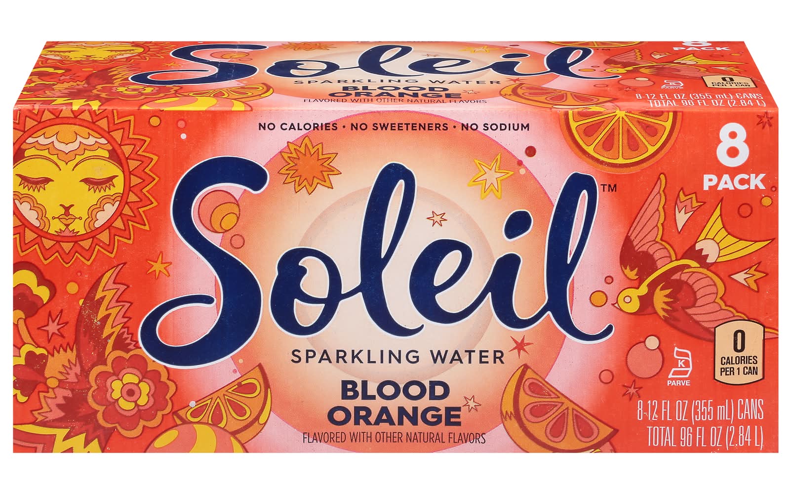 Soleil Sparkling Water, Blood Orange (8 x 12 fl oz)