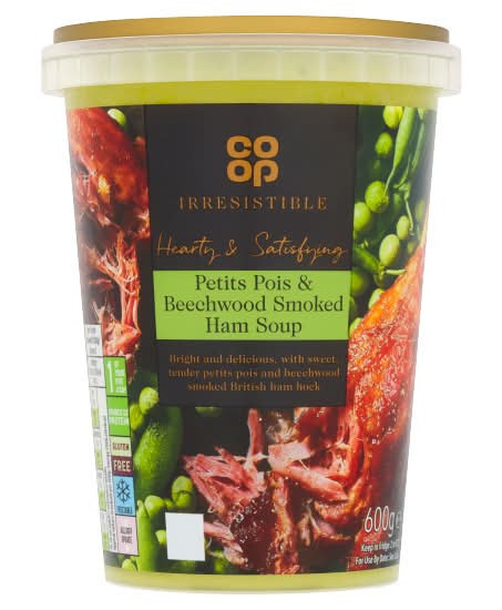 Co-op Irresistible Petits Pois & Beechwood Smoked Ham Soup (600g)