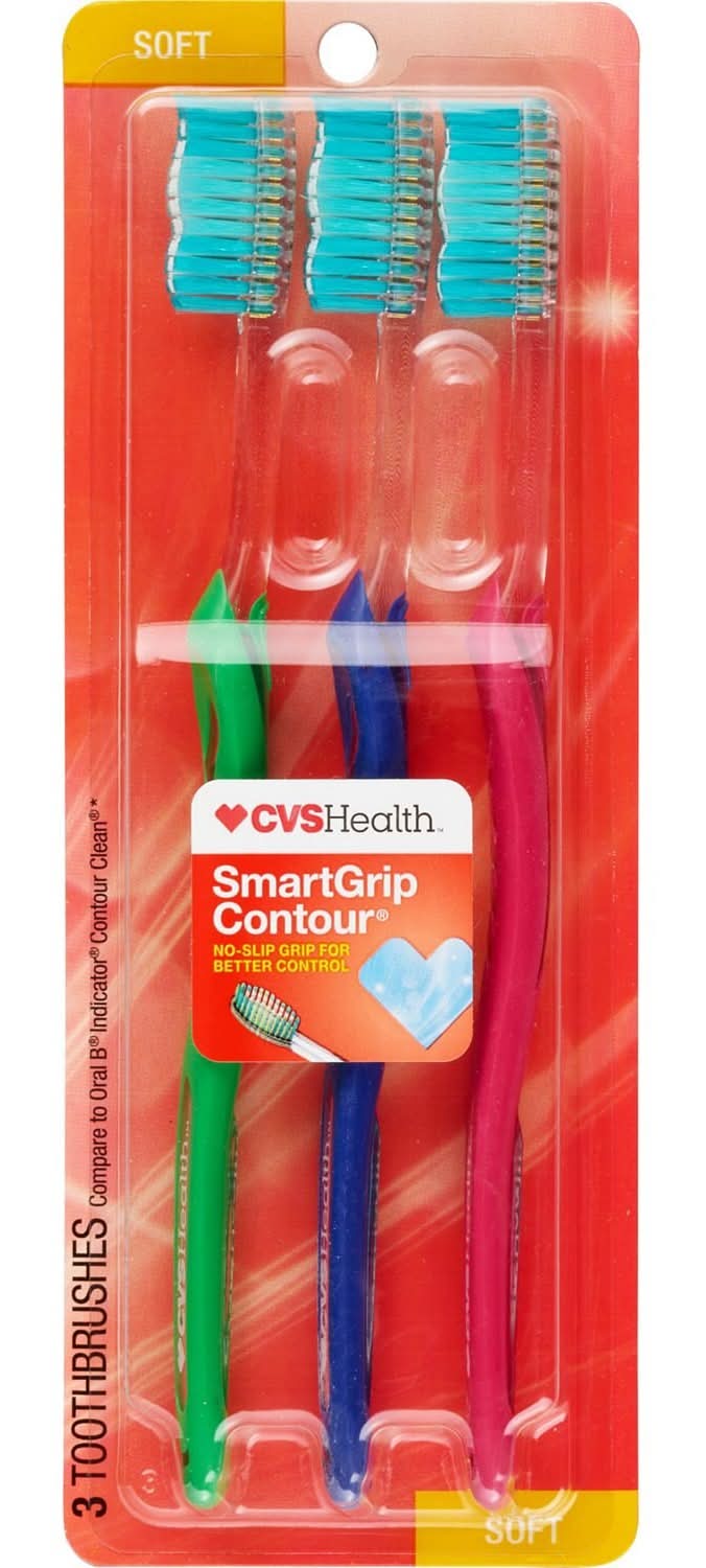 CVS Health Soft Smart Grip Contour Toothbrushes (3 ct)