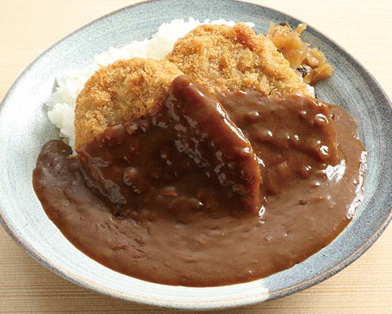 F-1118】�メンチカツ(2ヶ)カレーMenchi-Katsu with Curry Rice  (Minced Meat Cutlet 2 pieces)