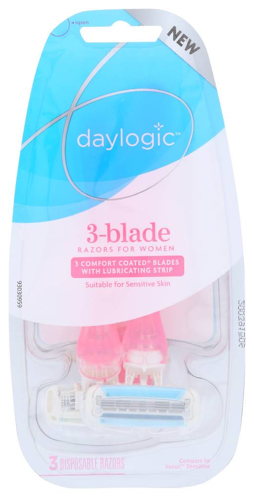 Daylogic Women's Sensitive 3 Blade Disposable Razors - 3 ct