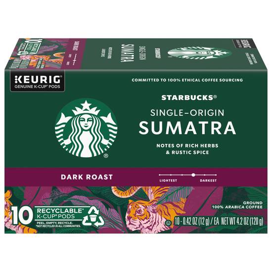 Starbucks Single Origin Sumatra Dark Roast K-Cup Coffee Pods (10 ct, 0.42 oz)