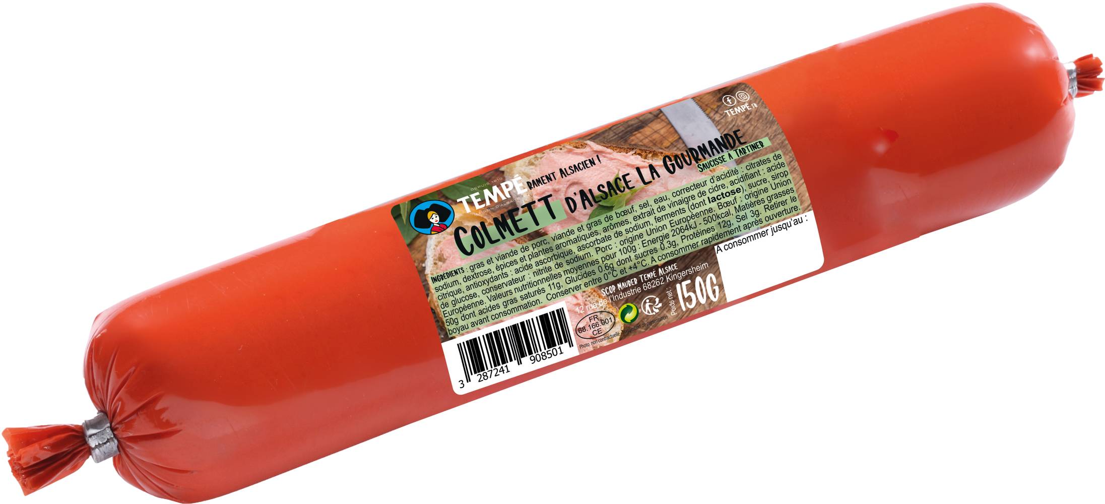 Tempé - Saucisse colmett d'alsace à tartiner (150g)