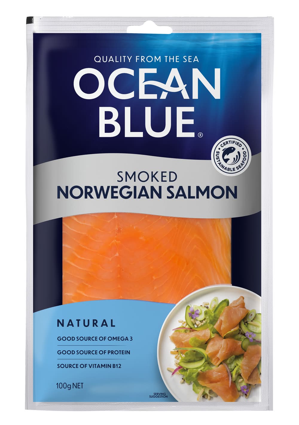 Oceanblue Natural Sliced Smoked Salmon (100g)