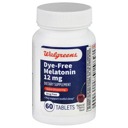 Walgreens Dye-Free Melatonin 12 mg Cherry (60 ct)