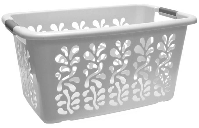 Gracious Living Ultra Laundry Basket White with Grey handles (1 ct)
