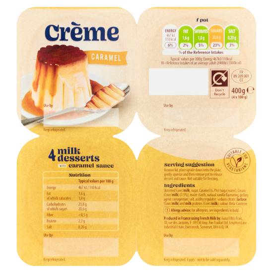 Unbranded Caramel Milk, Crème Desserts With Caramel Sauce (4 pack)