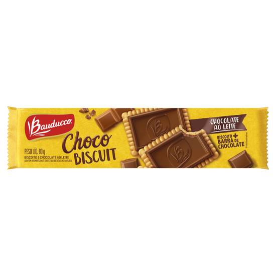 Bauducco biscoito com cobertura de chocolate ao leite choco biscuit (80 g)