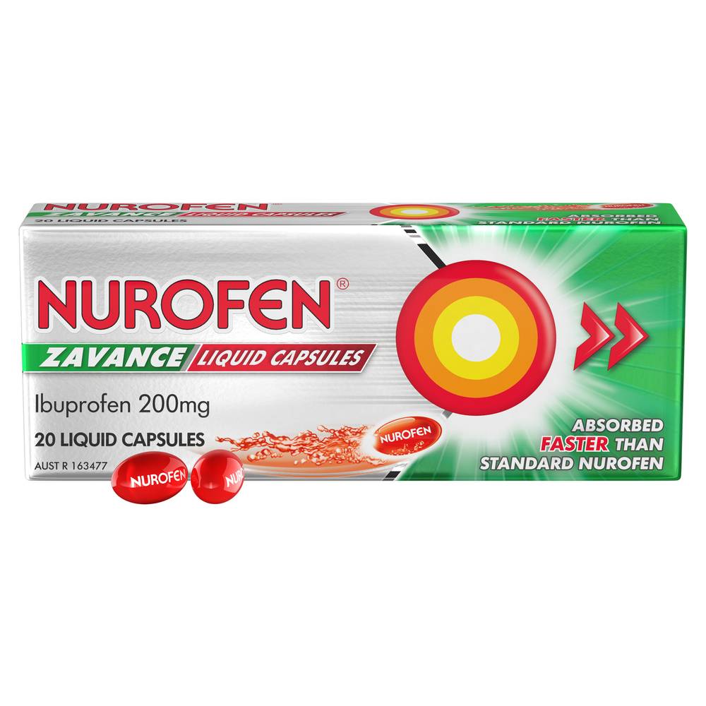 Nurofen Zavance Fast Ibuprofen Pain Relief Liquid Capsules 200 mg (20 pack)