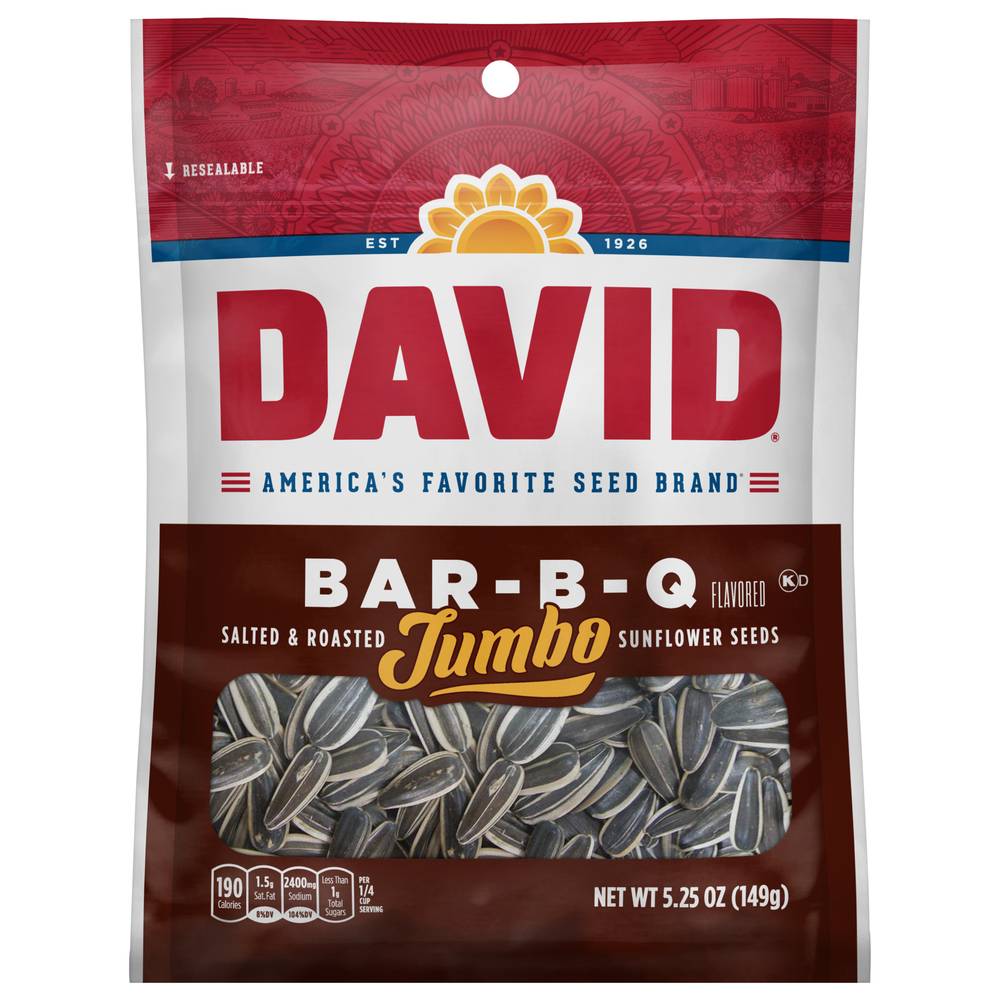 David Roasted Jumbo Sunflower Seeds (bar b q-salted)