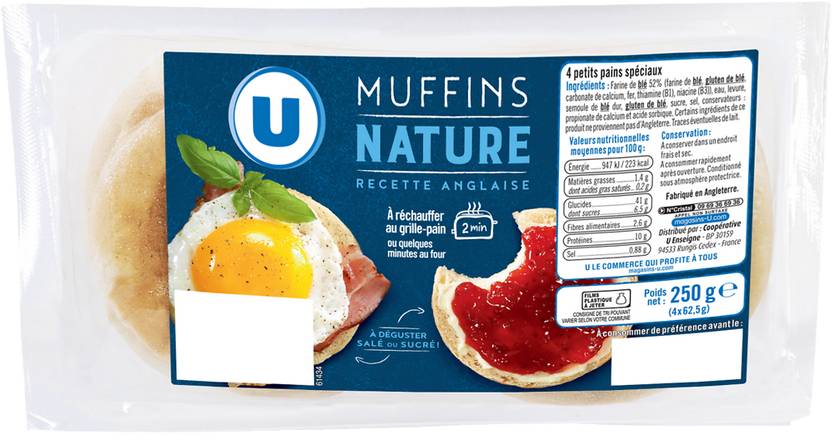Muffins Nature Produit U 250 gr