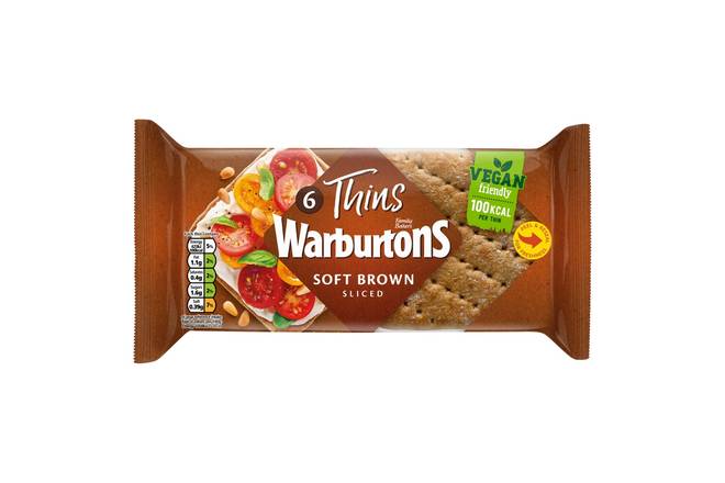 Warburtons 6 Thins Soft Brown Sliced