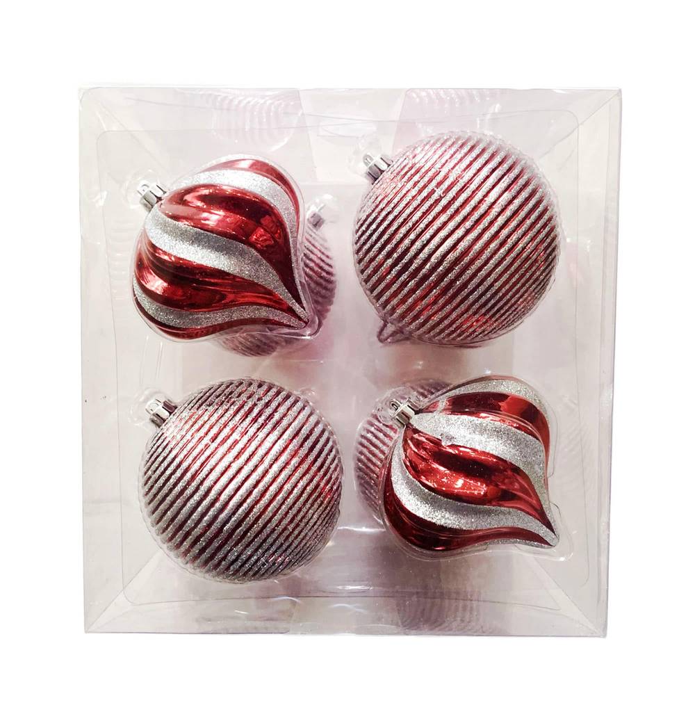 Holiday Living 8-count Multi Red and Silver Shatterproof Ornament Set | 014-906-4