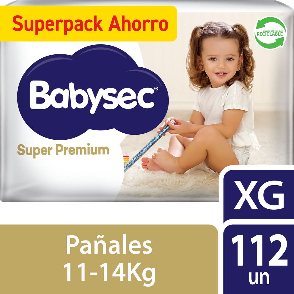 Babysec · Super premium pañales - XG (112 un)