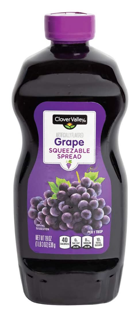 Clover Valley Squeeze Spread Grape Jelly 19 Oz